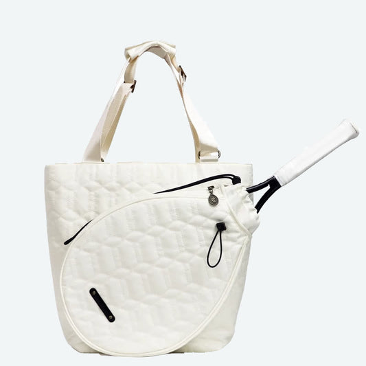 Women’s Nylon Racket Bag – White Outdoor Badminton Sports Shoulder Bag