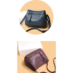 Lederhandtasche mit drei Fächern für Damen, klein, lässig, Umhängetasche