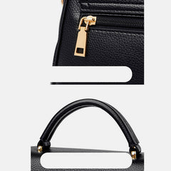 Medium Double Compartment Leather Satchel Handbag with Crossbody Strap – Stylish Top Handle Purse for Women
