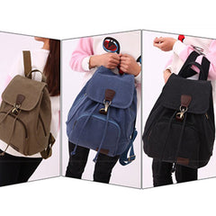 Vintage Canvas Backpack for Women & Girls – Drawstring Rucksack for School & Travel - VOTVO