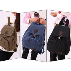 Canvas-Rucksack für Damen und Mädchen – Vintage-Schul- und Reiserucksack mit Kordelzug