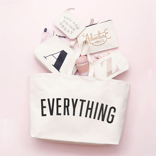 Everything Really Big Tote Handtasche – Wiederverwendbare, umweltfreundliche Canvas-Umhängetasche