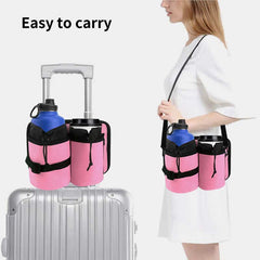 Portable Water Bottle Holder Pouch with 2 Bottle Pockets – Adjustable Carrier for Travel, Sports, and Daily Use - VOTVO