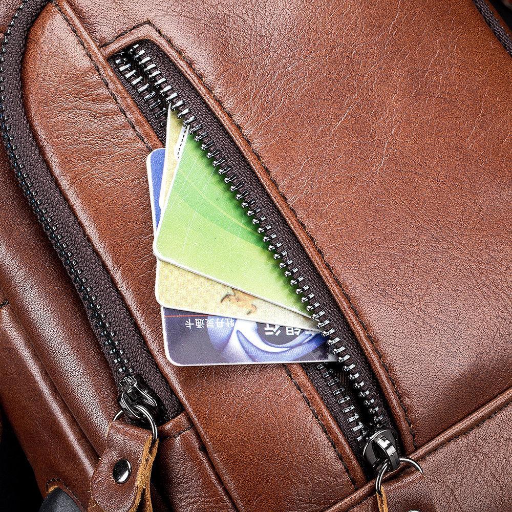 USB Charging Real Leather Sling Bag for Men – Crossbody Shoulder Bag with Adjustable Straps - VOTVO