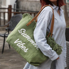 Canvas-Einkaufstasche – extra große Sommer-Schulterhandtasche