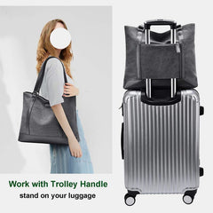 Tote Bag for Women – Large Capacity Canvas Laptop Shoulder Bag, Business & Travel Organizer