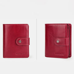 Genuine Leather RFID Trifold Anti-theft Retro Wallet for Women