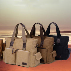 Lässige Canvas-Laptoptasche für Damen und Herren – Arbeitshandtasche mit verstellbarem Riemen