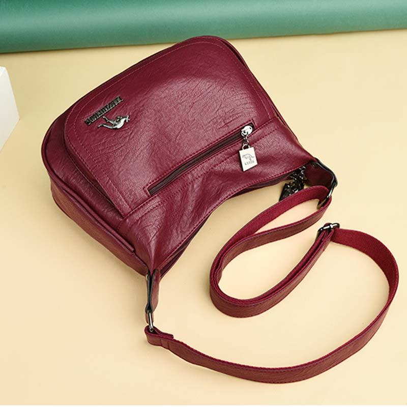 Women’s Soft Leather Double Compartment Crossbody Bag – Stylish & Practical Shoulder Bag - VOTVO