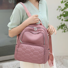 Quilted Nylon Backpack for Women – Stylish Solid Color Travel Daypack