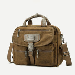 Vintage Canvas Messenger Bag for Men – Large Capacity Briefcase with Adjustable Shoulder Strap