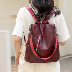 Women’s Leather Convertible Backpack Purse – Anti-Theft Travel Daypack & Shoulder Bag