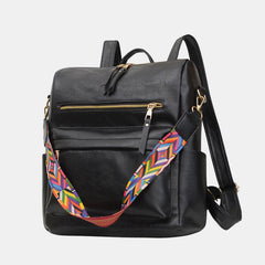 Women’s Plaid Leather Backpack – Multifunctional Daypack with Shoulder Strap