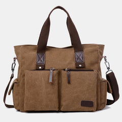 Lässige Canvas-Laptoptasche für Damen und Herren – Arbeitshandtasche mit verstellbarem Riemen