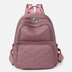 Quilted Nylon Backpack for Women – Stylish Solid Color Travel Daypack