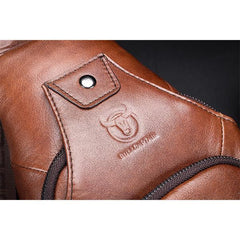 USB Charging Real Leather Sling Bag for Men – Crossbody Shoulder Bag with Adjustable Straps