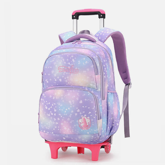 Robuster Rollrucksack aus Nylon für Kinder – Schultasche mit Rollen, verstellbaren Trägern