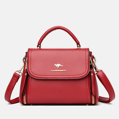 Medium Double Compartment Leather Satchel Handbag with Crossbody Strap – Stylish Top Handle Purse for Women