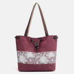 Shoulder Bag for Women – Casual Large Capacity Printed Canvas Shopping Handbag