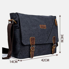 Men's Canvas Messenger Bag – Retro Shoulder Crossbody Backpack with Genuine Leather Accents