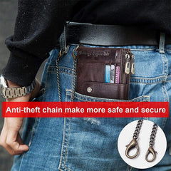 RFID Anti - Theft Large Capacity Genuine Leather Wallet with Chain – Secure & Stylish - VOTVO