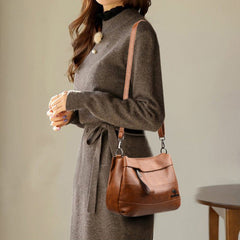 Triple Compartment Leather Handbag for Women Small Casual Crossbody Shoulder Bag - VOTVO