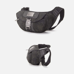 Retro Canvas Waist Pack for Men – Small Crossbody Crescent Moon Sling Bag