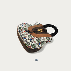 Top-Handle Bag for Women - Ethnic Style Printed Canvas Handbag