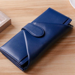 Retro Multi-Slot Genuine Leather Long Purse – Stylish Wallet for Women