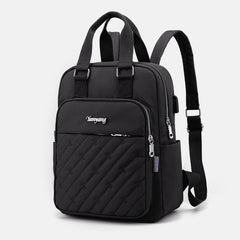 Lightweight Embossed Embroidery Backpack with USB Charging Port – Perfect for Women on the Go - VOTVO