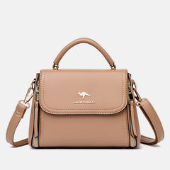 Medium Double Compartment Leather Satchel Handbag with Crossbody Strap – Stylish Top Handle Purse for Women