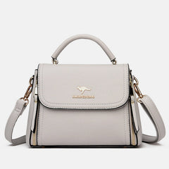 Medium Double Compartment Leather Satchel Handbag with Crossbody Strap – Stylish Top Handle Purse for Women
