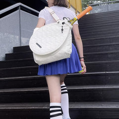Women’s Nylon Racket Bag – White Outdoor Badminton Sports Shoulder Bag