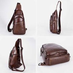 Large Capacity Genuine Leather Sling Bag for Men – Versatile Crossbody Chest Bag - VOTVO