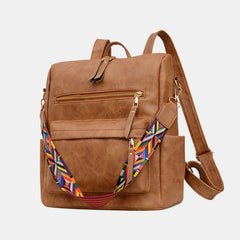 Women’s Plaid Leather Backpack – Multifunctional Daypack with Shoulder Strap