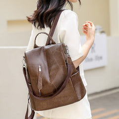 Women’s Leather Convertible Backpack Purse – Anti-Theft Travel Daypack & Shoulder Bag