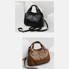 Women's Triple Compartment Satchel Leather Top-Handle Purse – Crossbody Handbag with Adjustable Strap