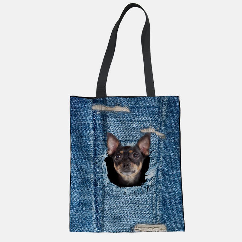 Unisex Cute Pets Print Tote Bag – Reusable Shopping Shoulder Bag for Daily Use - VOTVO