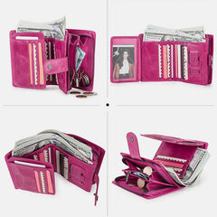 RFID GenuineLeather Multi - Card Buckle Wallet - VOTVO