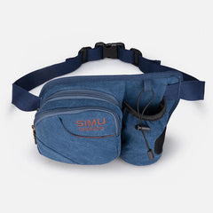 Small Waist Bag for Men – Outdoor Riding Canvas Sports Bag with Bottle Pocket
