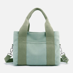 Solid Color Small Tote Triple Compartment Large Crossbody Canvas Purse - VOTVO