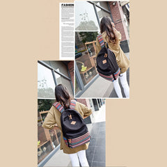 Bunter Streifen-Canvas-Rucksack für Damen – Sportlicher Studenten-Tagesrucksack