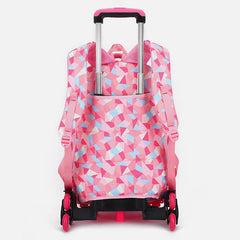 Rolling Wheels School Bag for Girls – Colorful Printing Backpack with Adjustable Straps & Two-Wheel Design