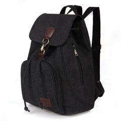 Canvas-Rucksack für Damen und Mädchen – Vintage-Schul- und Reiserucksack mit Kordelzug