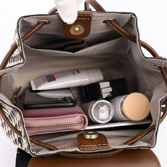 Women's Mini Backpack Purse with Houndstooth Print – Flap Daypack Leather Shoulder Bag