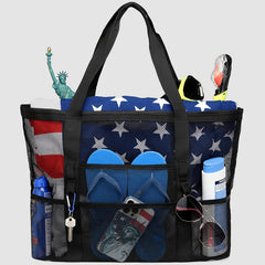 Large Capacity Beach Bag for Holiday Travel – Portable Mesh Shoulder Bag