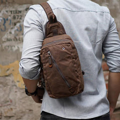 Canvas Sling Bag Schultertasche Brusttasche für Männer – Reise Wandern Crossbody Daypack