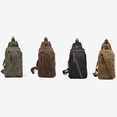 Canvas Sling Bag Schultertasche Brusttasche für Männer – Reise Wandern Crossbody Daypack