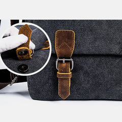 Men's Canvas Messenger Bag – Retro Shoulder Crossbody Backpack with Genuine Leather Accents
