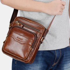 Vintage Oil-Tanned Leather Sling Bag for Men - Stylish Crossbody Shoulder Bag